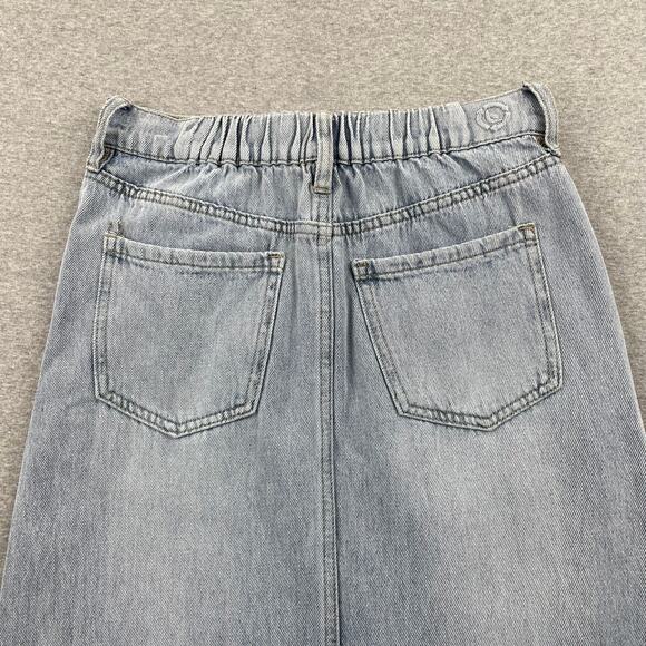 PTCL Denim Maxi Jean Skirt Womens 26 Blue Faded Light Wash Stretch Boho Western - Picture 15 of 16